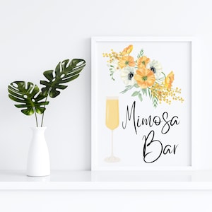 Mimosa Bar with Flowers and Cocktail Digital Download for DIY Signs for Wedding, Bridal Shower, Bachelorette, Birthday Party, Graduation