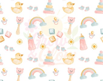 Cute Baby Seamless Pattern Nursery Wallpaper Pattern Newborn Blanket Repeating Pattern Baby Shower Invite Pattern Gender Neutral Baby Paper