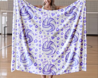 Personalized Volleyball Blanket, Custom Senior Night Gift for Players, Volleyball Throw for Bus Rides,  Home Decor