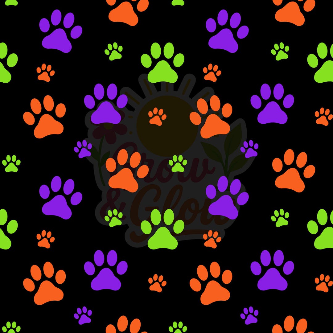 Paper Paws Pattern Halloween Pawprint Printable Paper Paw Print Digital Pattern Dog Paw ...