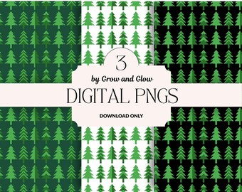 Christmas Tree Seamless Pattern Green Forest Digital Paper Evergreen Pine Tree Pattern Winter Holiday Background for Scrapbooking Crafts