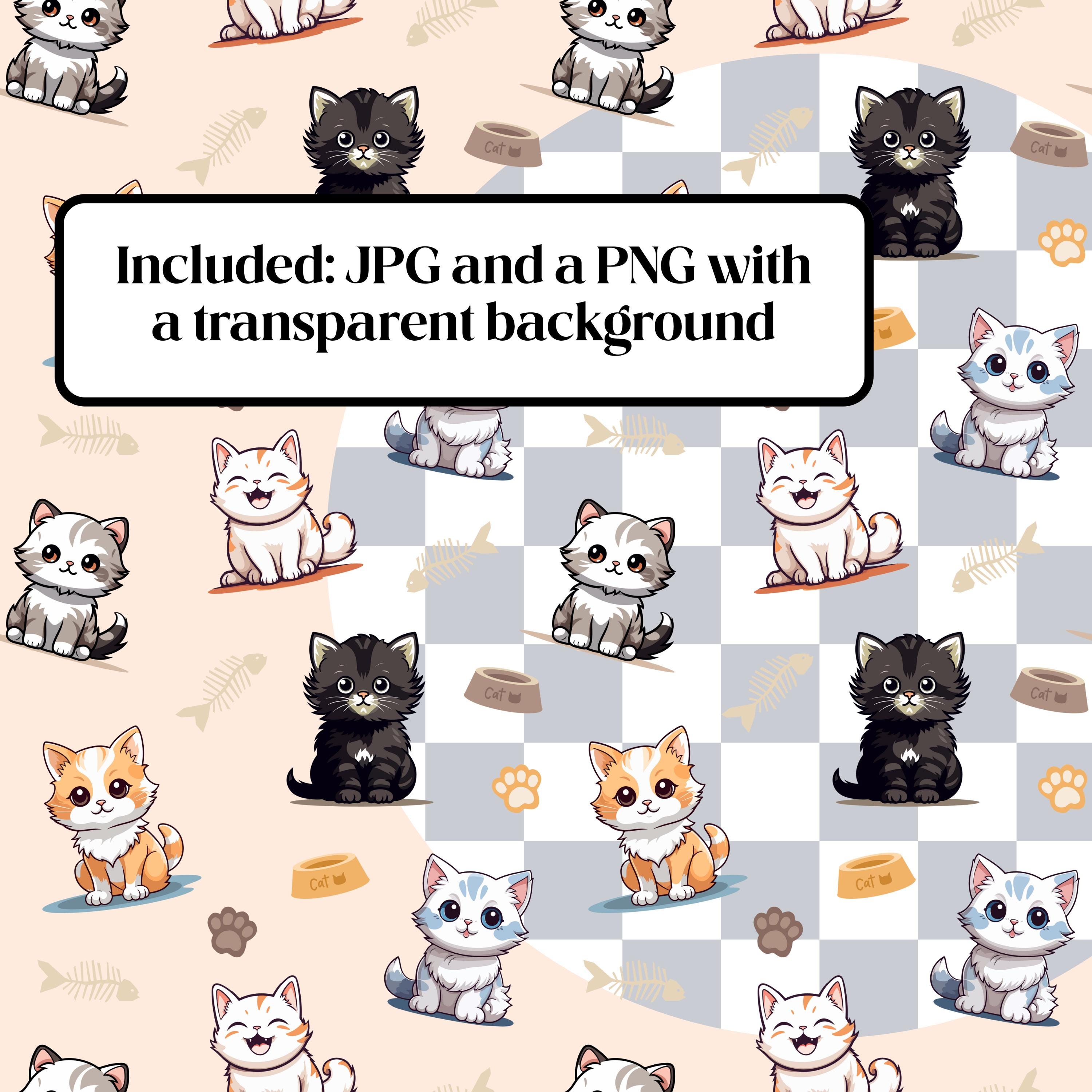 Cute Cat Printable Pattern Black Cat Printable Paper Kitten Digital ...
