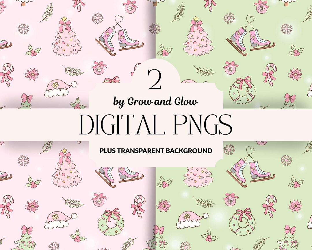 Pink Christmas Seamless Pattern Green Christmas Seamless File Xmas Tree ...