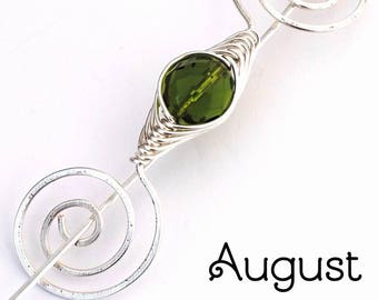 August Peridot Birthstone Shawl Pin