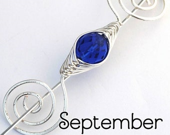 September Sapphire Birthstone Noteworthy Shawl Pin