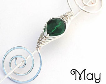 May Emerald Birthstone Noteworthy Shawl Pin