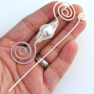 Pearl Shawl Pin in Silver June Birthstone image 2