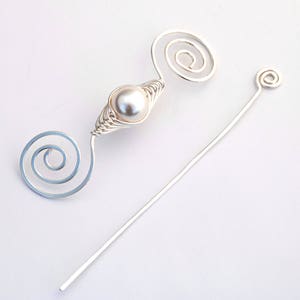 Pearl Shawl Pin in Silver June Birthstone image 5