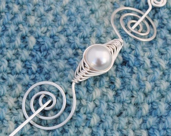 Pearl Shawl Pin in Silver June Birthstone