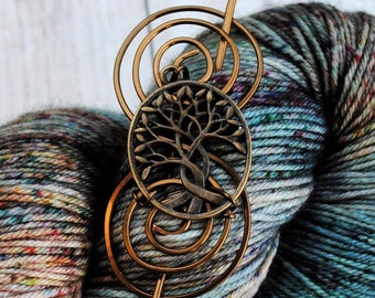 Celtic Tree of Life Charmed Shawl Pin in Vintage Bronze