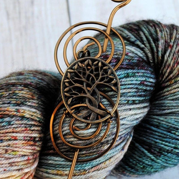 Celtic Tree of Life Charmed Shawl Pin in Vintage Bronze