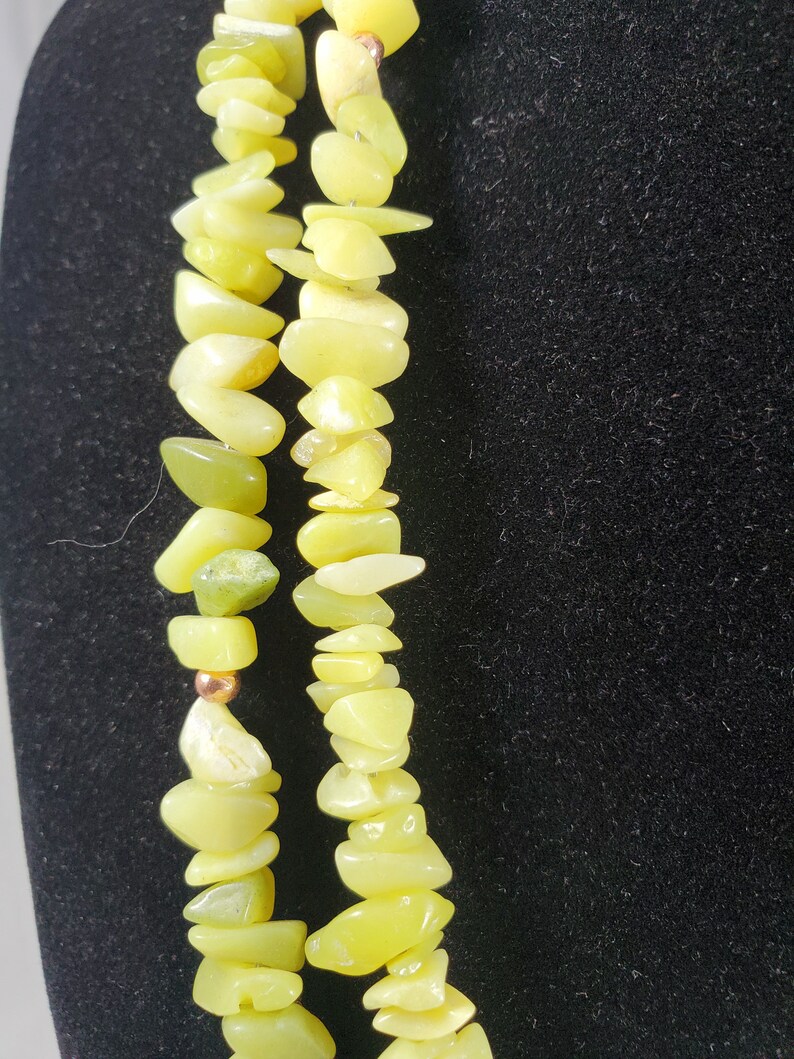 Olive jade long strand necklace