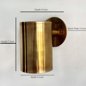 Modern Brass Wall Sconce – Handmade Cylinder Light Fixture – Minimalist Wall Lamp for Hallway, Bathroom, or Bedroom