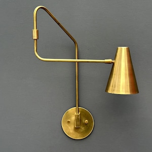 Adjustable Brass Swing Arm Wall Sconce - Mid Century Modern Lighting