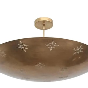 Raw Brass Sputnik Chandelier: Mid Century Modern 6-Light Fixture