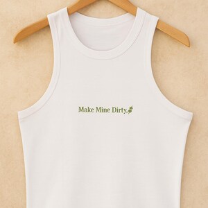 Verspieltes Make Mine Dirty Damen Racer Tank Top, süßes Sommertop, Freizeitkleidung, Geschenke für Sie, Strandausflug