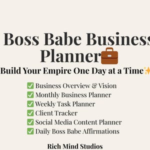 Planificador de negocios Boss Babe en PDF / Planificador para mujeres emprendedoras / Seguimiento de clientes / Planificador de redes sociales / Descarga instantánea