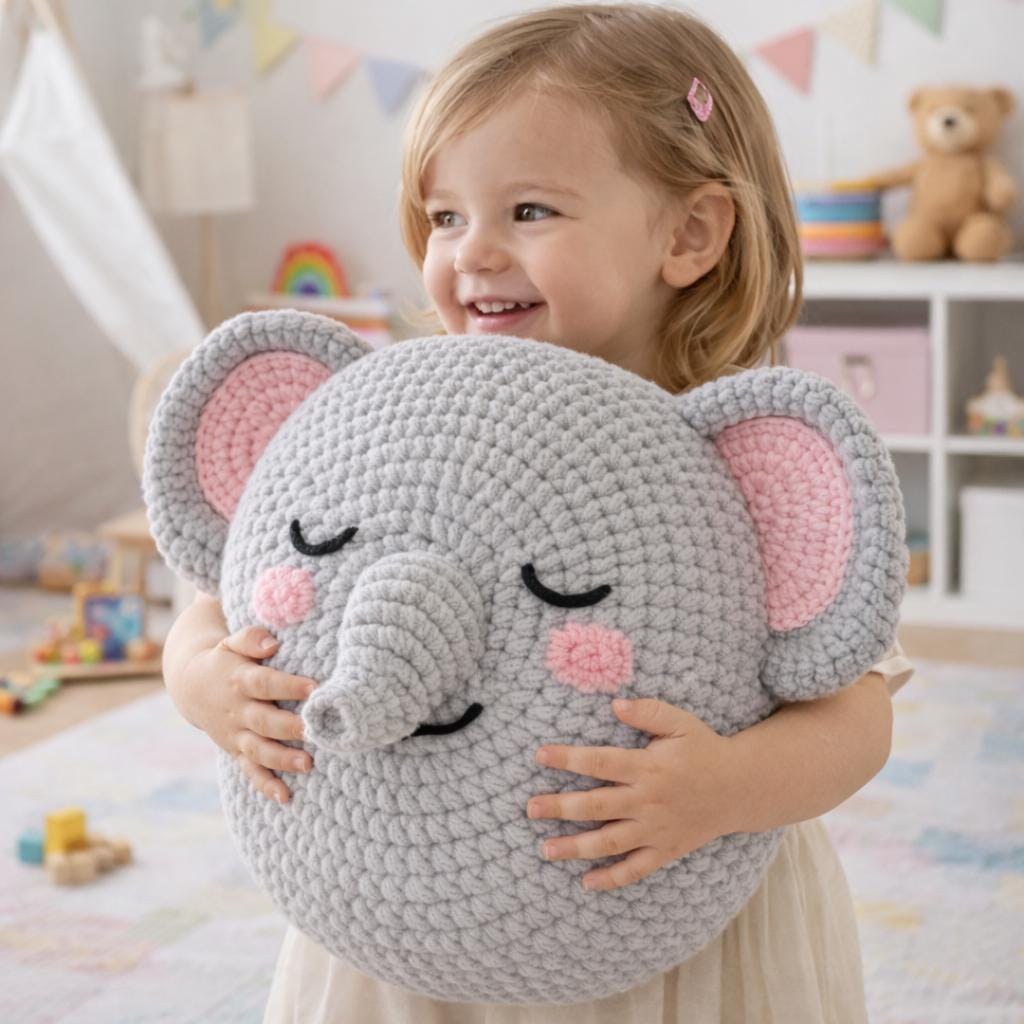 30 Elephant Crochet Patterns for Amigurumi, Plushies, Loveys, and Nursery Decor 4 Cute Baby Nursery Elephant Pillow PDF Pattern