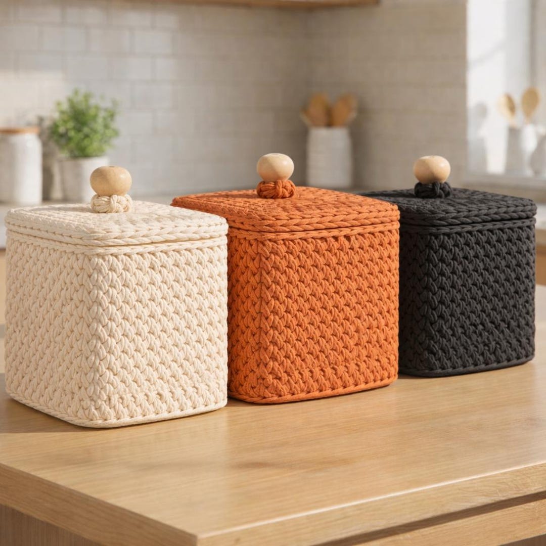 Crochet Storage Box Pattern PDF, Square Basket With Lid, Large Handmade ...