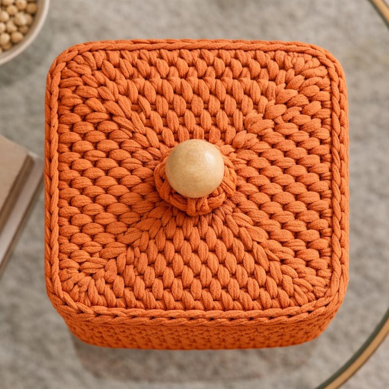 Crochet Storage Box Pattern PDF, Square Basket With Lid, Large Handmade ...
