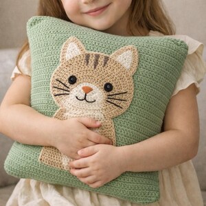 Crochet Cat Pillow Pattern PDF, Cute Cat Cushion Cover, Kids Room Decor, Animal Pillow Crochet Pattern, Cat Pillow PDF image 11