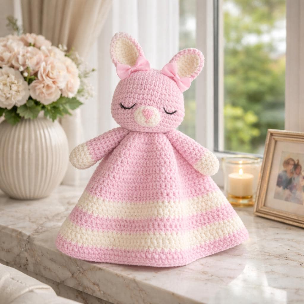 40 Bunny Lovey Crochet Patterns for Sweet Baby Gifts and Nursery Keepsakes 19 Bunny Lovey Rabbit Amigurumi Baby Comforter Easy Crochet