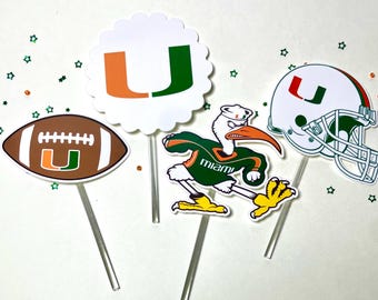 Miami Hurricanes Cupcake Toppers – UMiami Birthday Graduation Theme