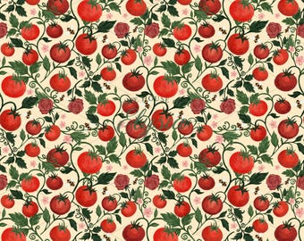 Heirloom Tomato Vine Seamless Pattern: Cottagecore Digital Paper (PNG)