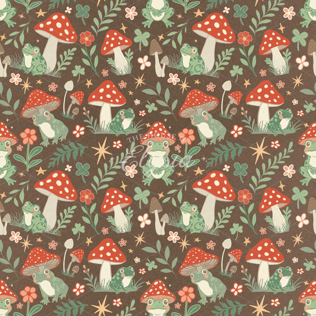 Toadstool Pattern Background Whimsical Toadstool Seamless Pattern: Fairy Forest Digital Paper (12 ...