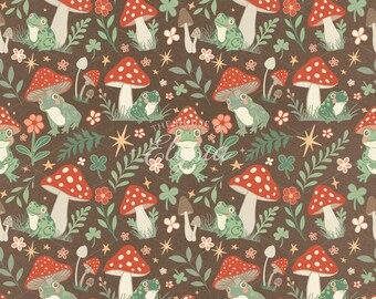 Whimsical Toadstool Seamless Pattern: Fairy Forest Digital Paper (12"x12", 300 DPI PNG)