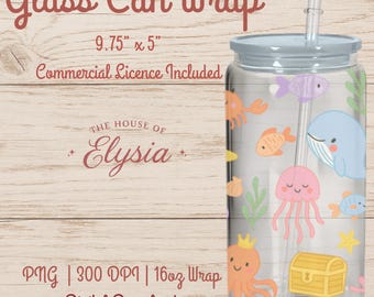 Bubble Bay Glasdosenverpackung: Coquette Ocean PNG (Digitaler Download)