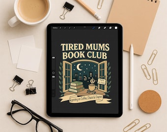 Müde Mütter Buchclub PNG, Lustiges Mama Leben Design (Digitaler Download)