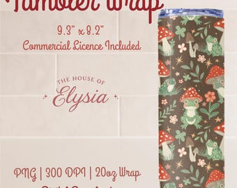 Toadstool Tumbler Wrap: Cottagecore Woodland Design (20oz PNG Digital Download