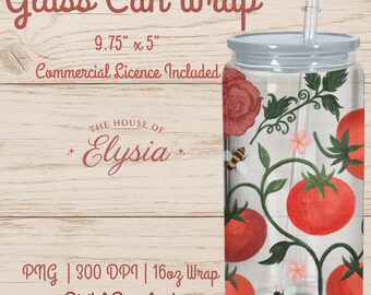 Heirloom Ernte Glasdosenverpackung: Florale Tomate PNG (digitaler Download)