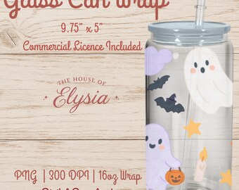 Halloween Glass Can Wrap: Coquette Halloween PNG (Digital Download)