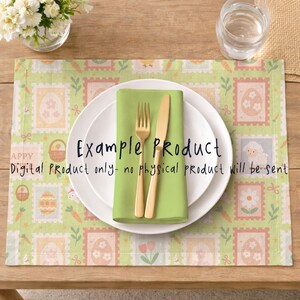 Patchwork Stempel Ostern Muster PNG, Frühling Hase Küken Digitales Papier, Pastell Stoff-Design, 12x12 Kommerzielle Nutzung Bild 9