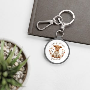 Keyring Tag &quot;Just a Girl Who Loves Highland Cows&quot; Cute Highland Cow Keychain