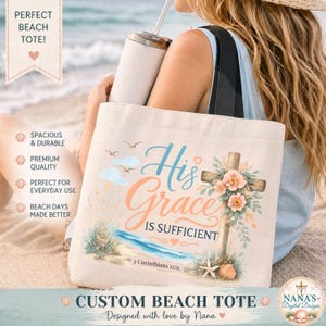Bolso cristiano para mujer, ropa con versículos bíblicos, bolso con gráfico de gracia, bolso religioso para vacaciones en la playa.