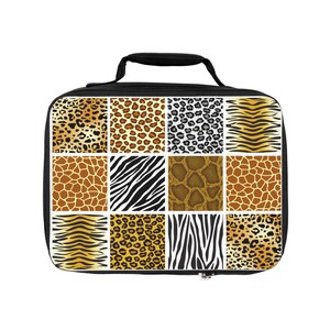 Stylish Animal Print Lunch Bag, Insulated Meal Carrier for Kids, Wild-Themed Lunch Tote, Animal Print Bag for School, Safari Lunchbox
