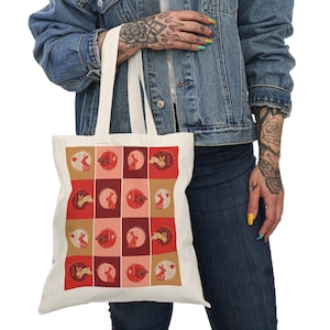 Boho Chic Natural Tote Bag, Eco-Friendly Shopping Bag, Gift for Her, Reusable Grocery Bag, Artsy Beach Tote