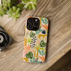 Tough Cases - Tropical Animal Print Phone Case, Jungle Inspired, Vibrant Design, Gift for Nature Lovers, Phone Accessory, Unique Cell Cover