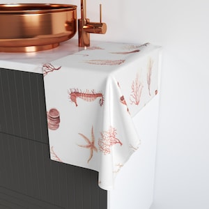 Coastal Elegance Hand Towel, Nautical Kitchen Décor, Beach House Gift, Bathroom Accessories, Sea Life Theme Towel
