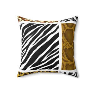 Wildlife Pattern Cushion, Animal Print Home Decor, Safari Inspired Throw Pillow, Modern Living Room Accent, Unique Gift for Animal Lovers