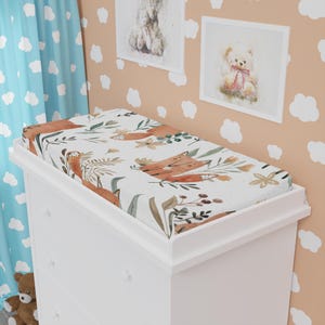 Whimsical Baby Changing Pad Cover with Nature Prints, Nursery Decor, Baby Shower Gift, Floral Pad Cover, Infant Bedding