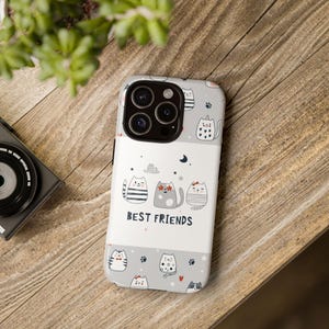 Cute Cat Phone Case, Best Friends iPhone Cover, Pet Lover Gift, Personalized Phone Accessories, Fun Feline Art