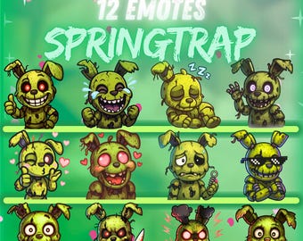 Springtrap Twitch Emote Pack – 12x Five Nights at Freddy's Emotes | Horror Chibi Emotes | Digital instant download | NeexoraStudio