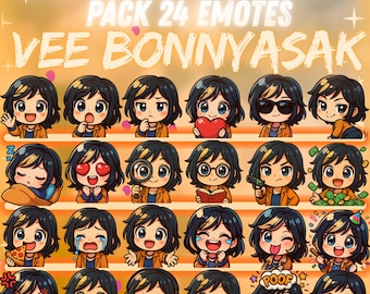 Vee Bonnyasak Mega Pack 24 Emote Pack | Dead by Daylight Twitch, Discord & more | Cute Chibi Emotes for Streamers | Digital instant download
