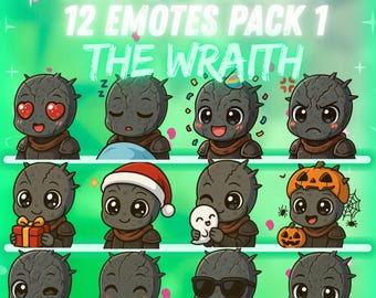The Wraith Dead by Daylight Twitch, Discord Emote Pack 1 – 12 Kawaii Emotes | Cute Chibi Emotes for Streamers | Digital instant download