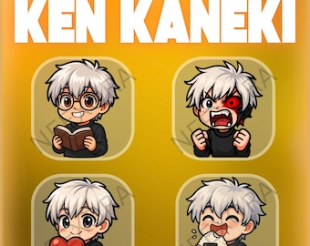 Geanimeerde 4x Emote Set Ken Kaneki | Dead by Daylight Twitch Emote Horror Chibi Emote voor Streamer | Digitale directe download | NeexoraStudio