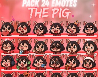 Pack de 24 emoticonos de El Cerdo | Dead by Daylight SAW Twitch, Discord y más | Emoticonos chibi adorables para streamers | Descarga digital instantánea